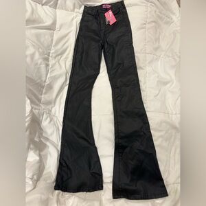 Edikted Black Flare Leather Pants